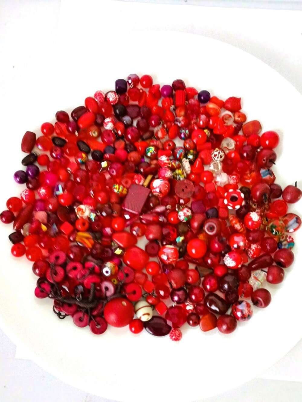 DIY Assorted Red Bulk Beads 1 lb Glass & Acrylic Different Sizes & Shapes